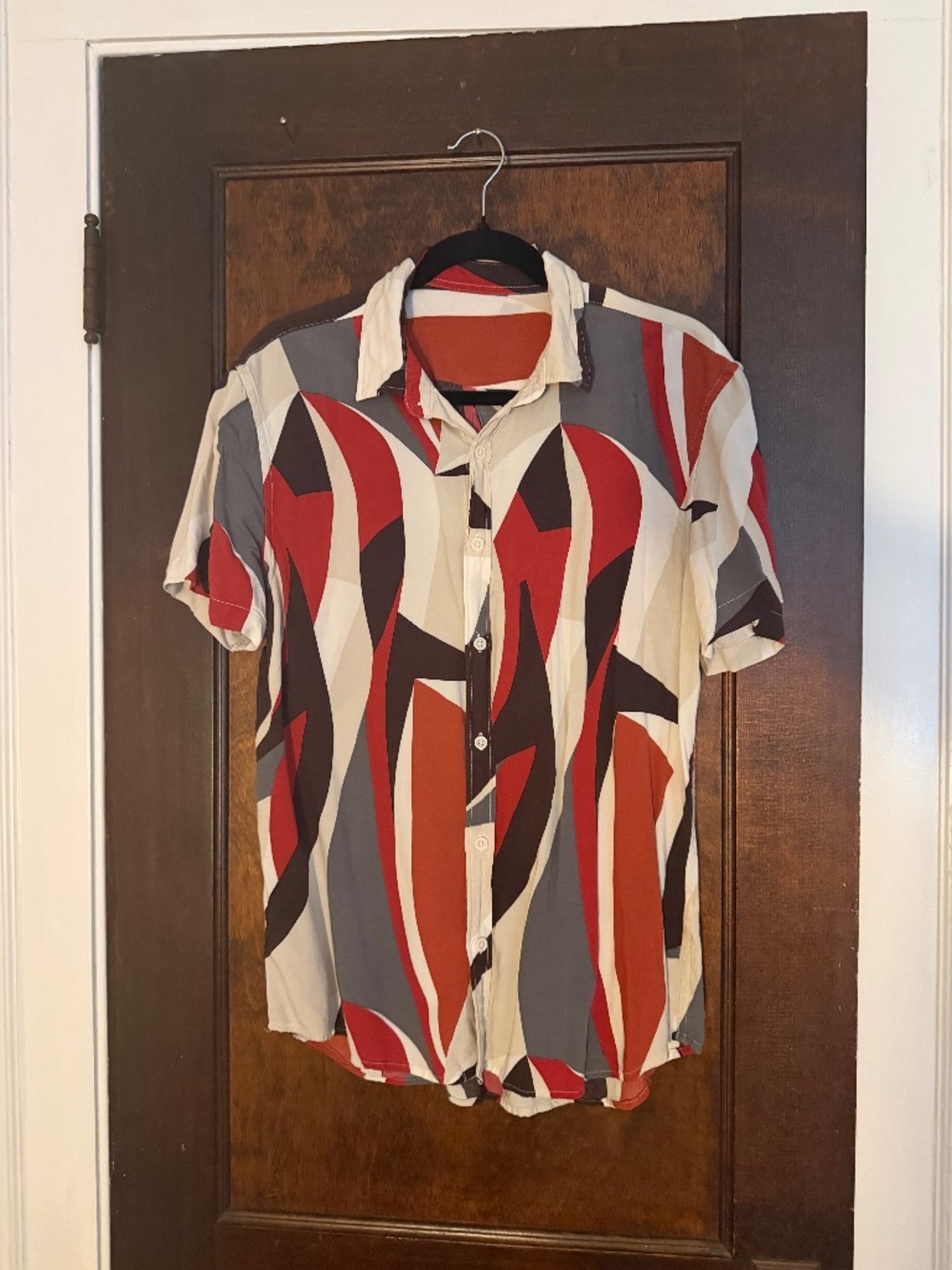 Abstract modern short sleeve button down